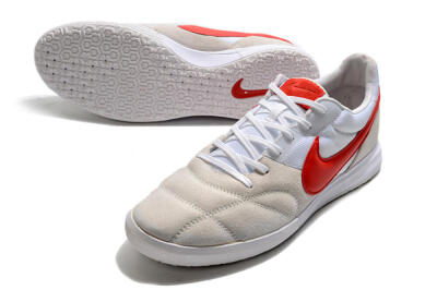 Men's Nike Premier 2 Sala IC Indoor & Futsal Low-Tops Football Shoes - Grey/White/Red