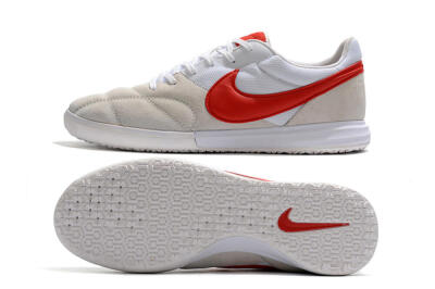 Men's Nike Premier 2 Sala IC Indoor & Futsal Low-Tops Football Shoes - Grey/White/Red