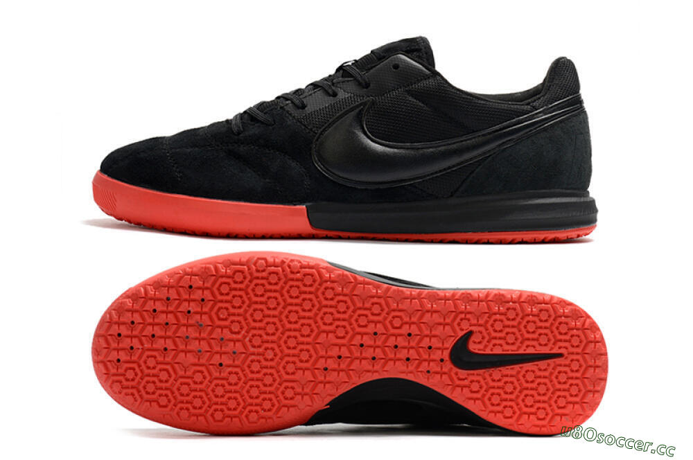 Men's Nike Premier 2 Sala IC Indoor & Futsal Low-Tops Football Shoes - Black/Red 1