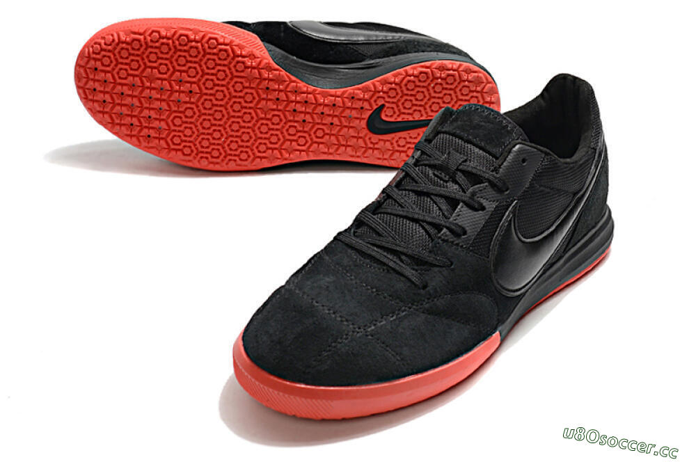 Men's Nike Premier 2 Sala IC Indoor & Futsal Low-Tops Football Shoes - Black/Red 3