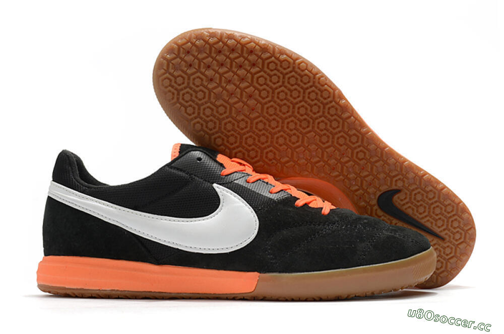 Men's Nike Premier 2 Sala IC Indoor & Futsal Low-Tops Football Shoes - Black/White/Brown 2