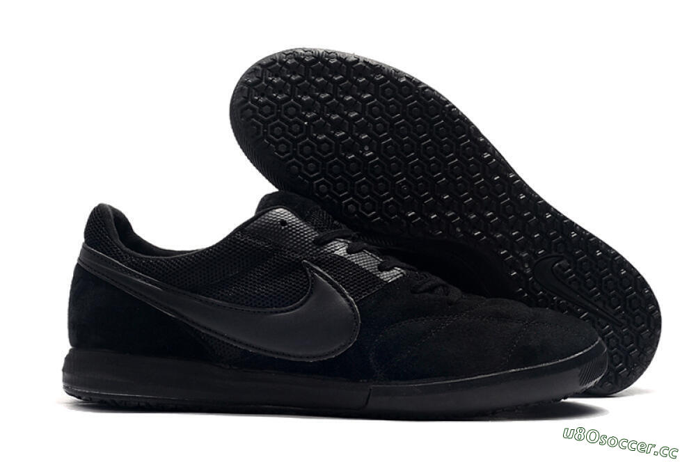 Men's Nike Premier 2 Sala IC Indoor & Futsal Low-Tops Football Shoes - Black/Black 2