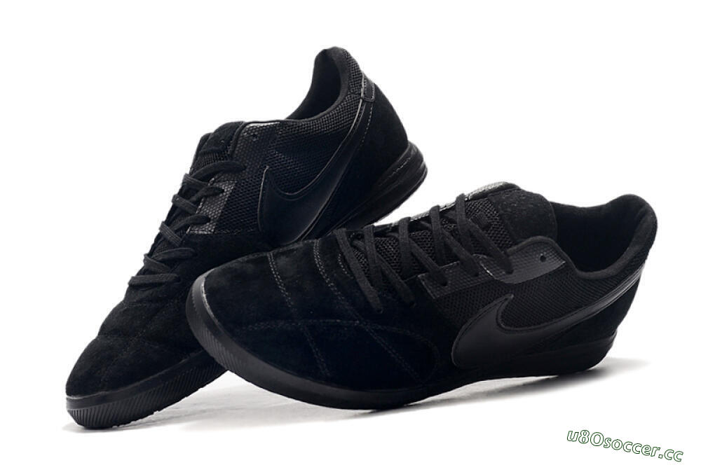 Men's Nike Premier 2 Sala IC Indoor & Futsal Low-Tops Football Shoes - Black/Black 6
