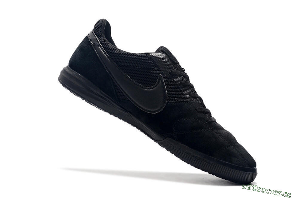 Men's Nike Premier 2 Sala IC Indoor & Futsal Low-Tops Football Shoes - Black/Black 7