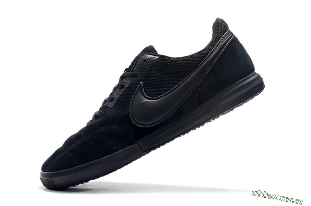 Men's Nike Premier 2 Sala IC Indoor & Futsal Low-Tops Football Shoes - Black/Black 8