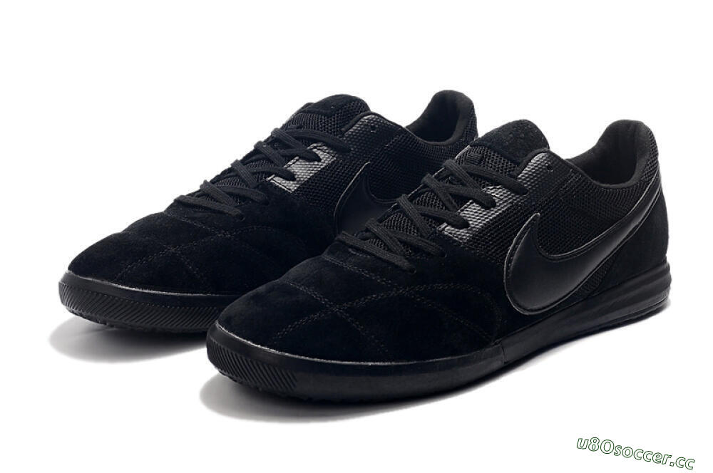 Men's Nike Premier 2 Sala IC Indoor & Futsal Low-Tops Football Shoes - Black/Black 5