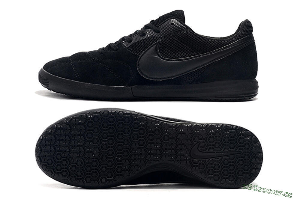 Men's Nike Premier 2 Sala IC Indoor & Futsal Low-Tops Football Shoes - Black/Black 1