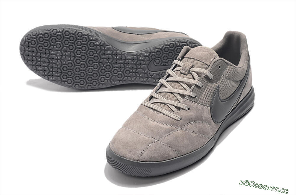 Men's Nike Premier 2 Sala IC Indoor & Futsal Low-Tops Football Shoes - Grey/Grey 3