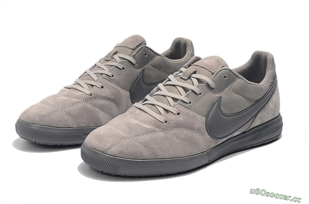 Men's Nike Premier 2 Sala IC Indoor & Futsal Low-Tops Football Shoes - Grey/Grey 5