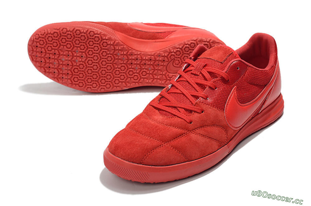 Men's Nike Premier 2 Sala IC Indoor & Futsal Low-Tops Football Shoes - Red/Red 3