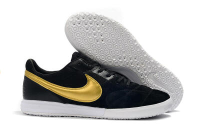 Men's Nike Premier 2 Sala IC Indoor & Futsal Low-Tops Football Shoes - Black/Gold/White
