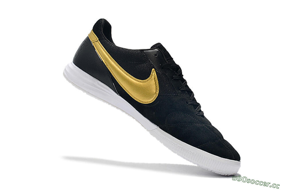 Men's Nike Premier 2 Sala IC Indoor & Futsal Low-Tops Football Shoes - Black/Gold/White 7