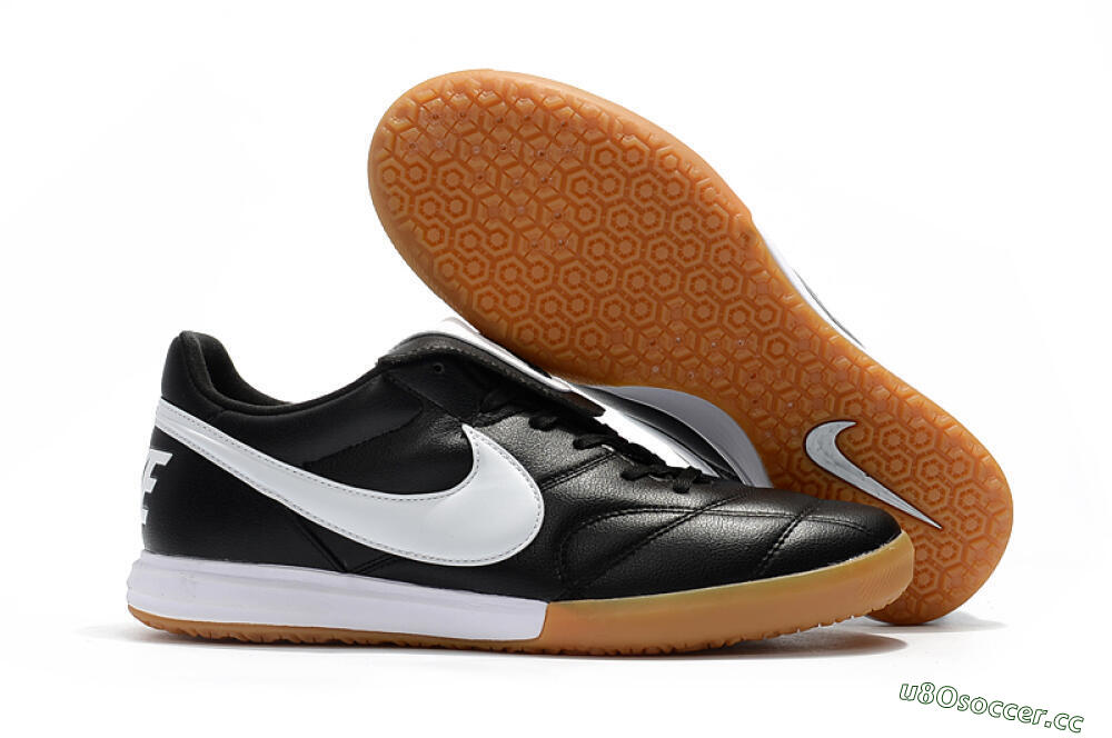Men's Nike Premier 2 Sala IC Indoor & Futsal Low-Tops Football Shoes - Black/White/Brown 2