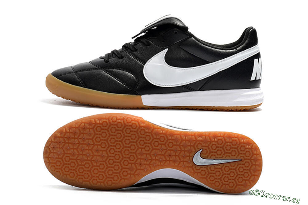 Men's Nike Premier 2 Sala IC Indoor & Futsal Low-Tops Football Shoes - Black/White/Brown 1