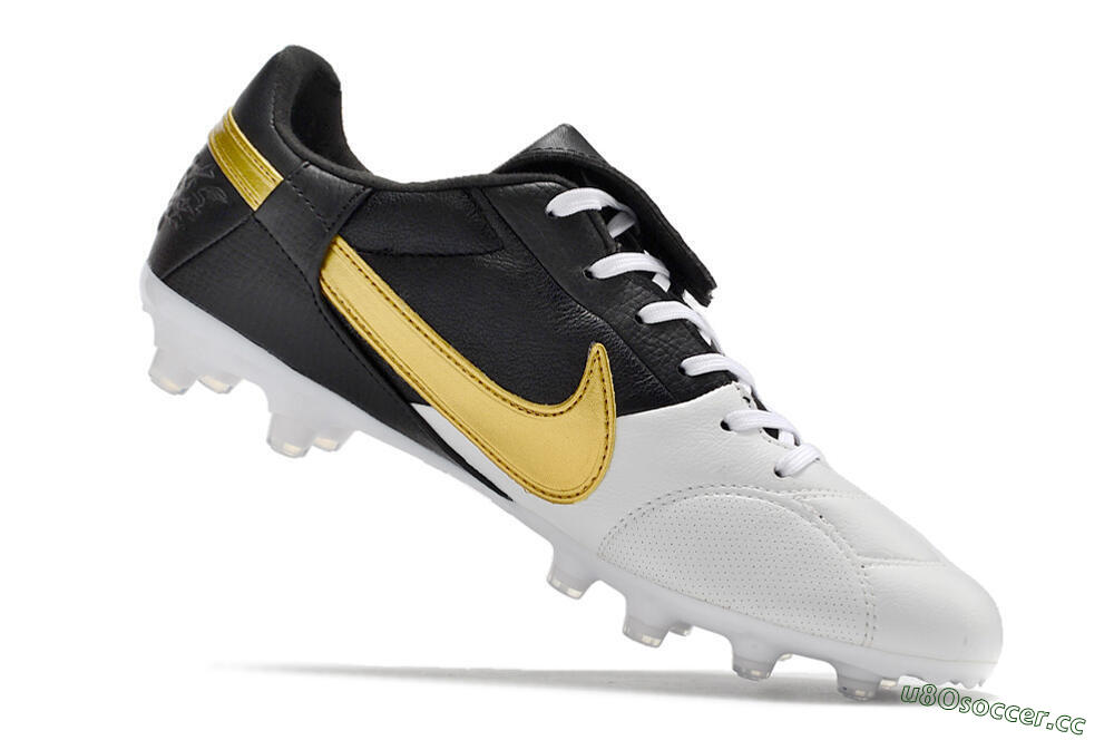 Men's Nike The Premier 3 FG Firm Ground Low-Tops Football Boots - White/Gold/Black 4