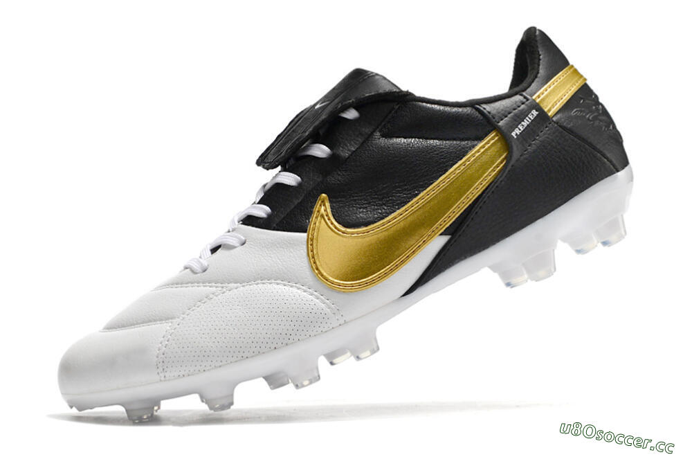 Men's Nike The Premier 3 FG Firm Ground Low-Tops Football Boots - White/Gold/Black 5