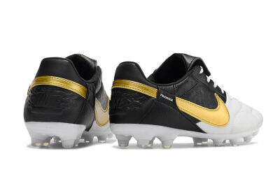 Men's Nike The Premier 3 FG Firm Ground Low-Tops Football Boots - White/Gold/Black