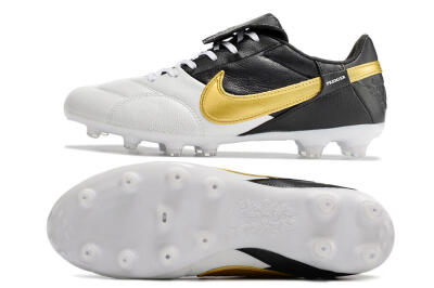Men's Nike The Premier 3 FG Firm Ground Low-Tops Football Boots - White/Gold/Black