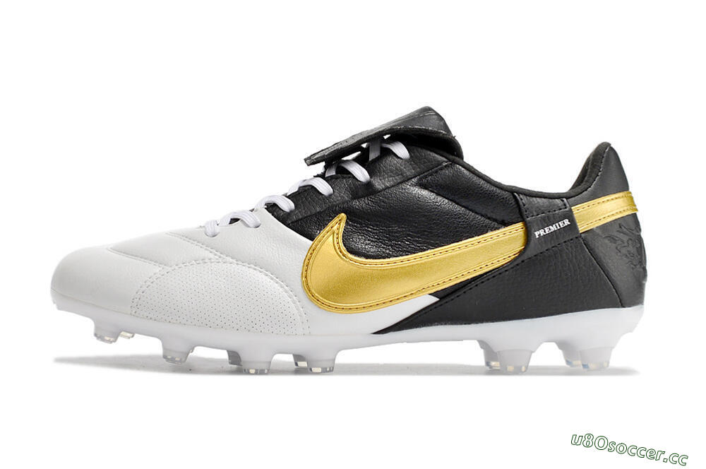 Men's Nike The Premier 3 FG Firm Ground Low-Tops Football Boots - White/Gold/Black 0