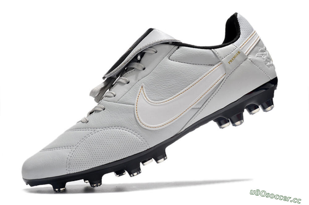 Men's Nike The Premier 3 FG Firm Ground Low-Tops Football Boots - Grey/White/Black 5