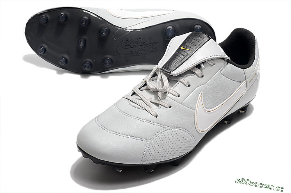 Men's Nike The Premier 3 FG Firm Ground Low-Tops Football Boots - Grey/White/Black 3