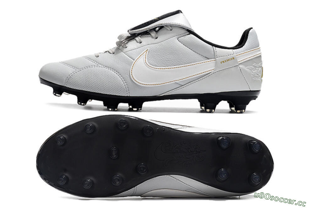 Men's Nike The Premier 3 FG Firm Ground Low-Tops Football Boots - Grey/White/Black 1