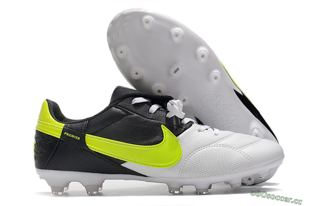 Men's Nike The Premier 3 FG Firm Ground Low-Tops Football Boots - White/Yellow/Black 2