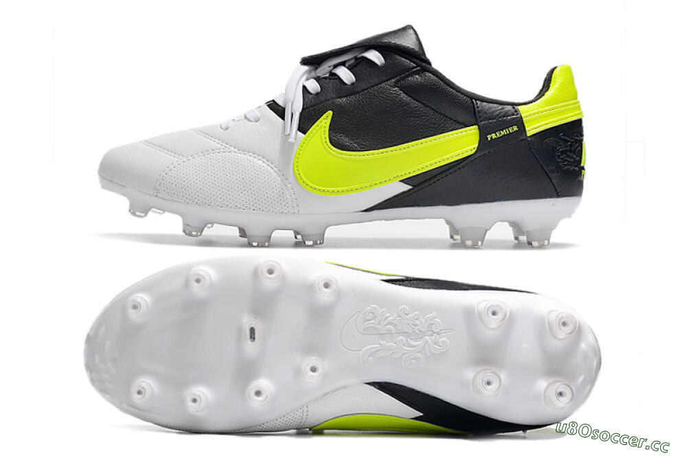 Men's Nike The Premier 3 FG Firm Ground Low-Tops Football Boots - White/Yellow/Black 1