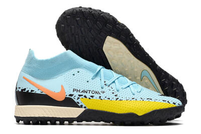 Men's Nike Phantom GT Pro TF Artificial Turf High-Tops Football Shoes - Blue/Yellow/Pink