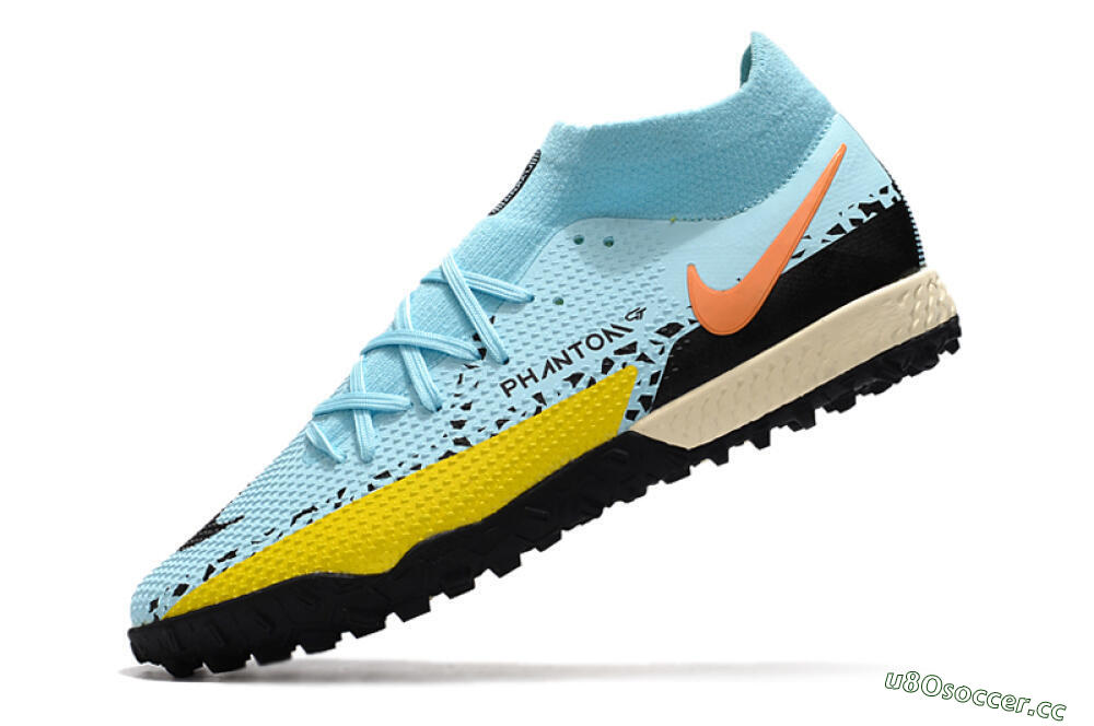 Men's Nike Phantom GT Pro TF Artificial Turf High-Tops Football Shoes - Blue/Yellow/Pink 5