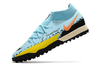 Men's Nike Phantom GT Pro TF Artificial Turf High-Tops Football Shoes - Blue/Yellow/Pink