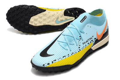 Men's Nike Phantom GT Pro TF Artificial Turf High-Tops Football Shoes - Blue/Yellow/Pink