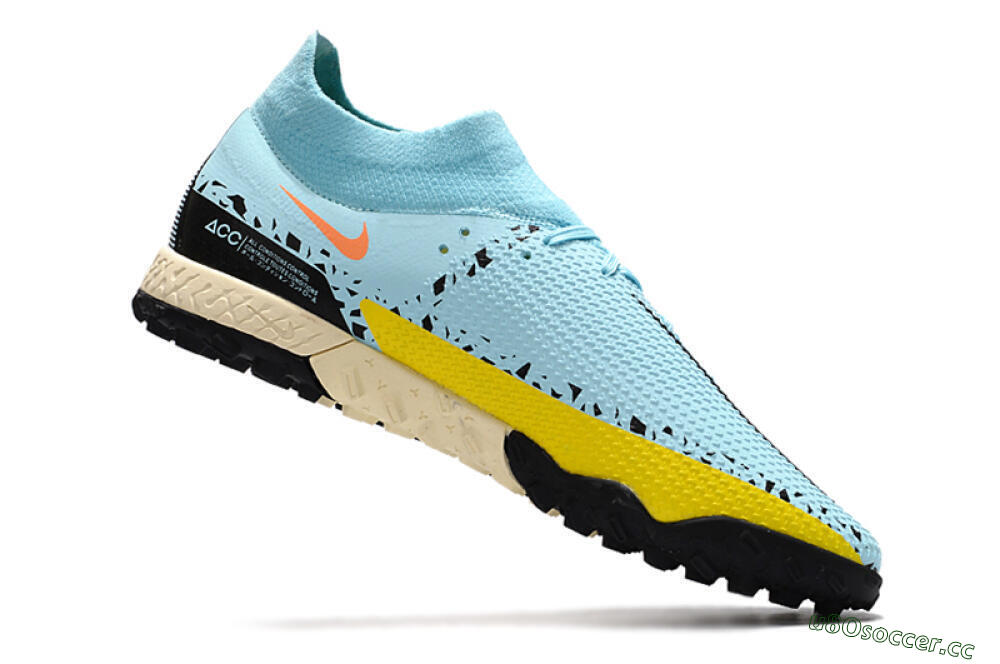 Men's Nike Phantom GT Pro TF Artificial Turf High-Tops Football Shoes - Blue/Yellow/Pink 4
