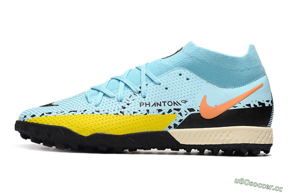 Men's Nike Phantom GT Pro TF Artificial Turf High-Tops Football Shoes - Blue/Yellow/Pink 0