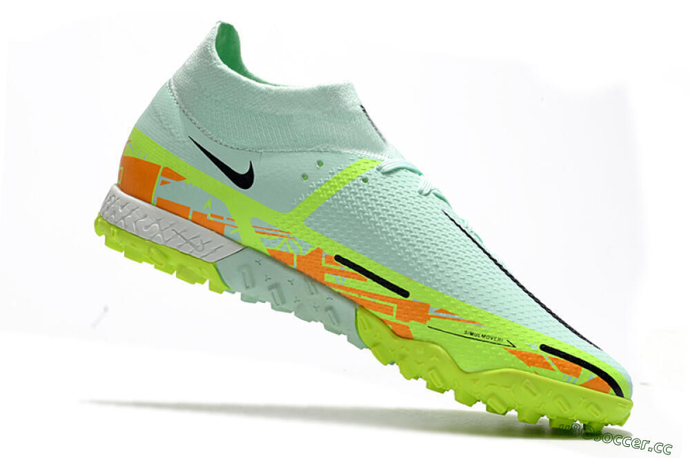Men's Nike Phantom GT Pro TF Artificial Turf High-Tops Football Shoes - Jade/Yellow/Orange/Black 4