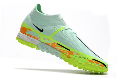 Men's Nike Phantom GT Pro TF Artificial Turf High-Tops Football Shoes - Jade/Yellow/Orange/Black