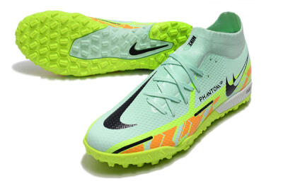 Men's Nike Phantom GT Pro TF Artificial Turf High-Tops Football Shoes - Jade/Yellow/Orange/Black