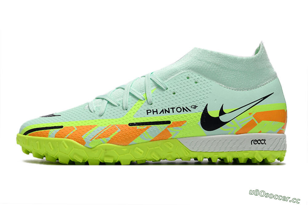 Men's Nike Phantom GT Pro TF Artificial Turf High-Tops Football Shoes - Jade/Yellow/Orange/Black 0