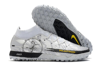 Men's Nike Phantom GT Pro TF Artificial Turf High-Tops Football Shoes - Silver/Black/Yellow
