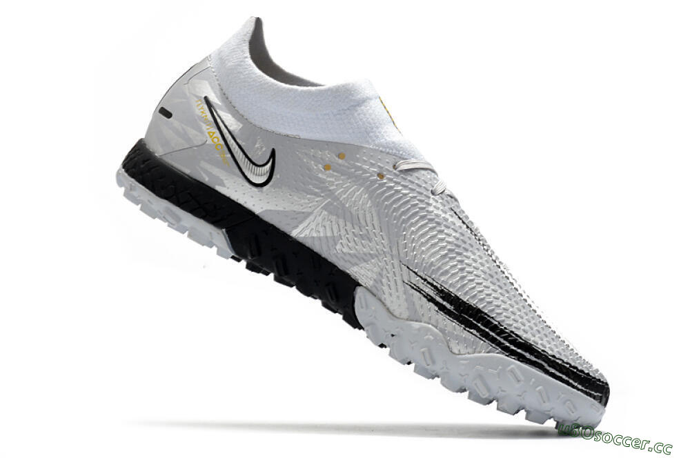 Men's Nike Phantom GT Pro TF Artificial Turf High-Tops Football Shoes - Silver/Black/Yellow 4