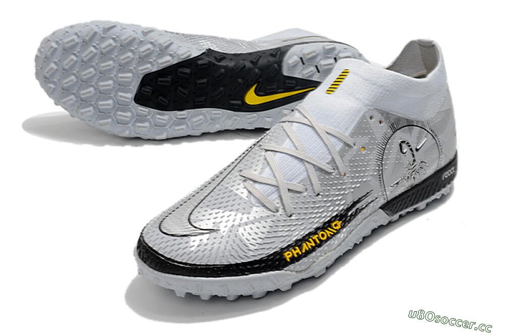 Men's Nike Phantom GT Pro TF Artificial Turf High-Tops Football Shoes - Silver/Black/Yellow 3