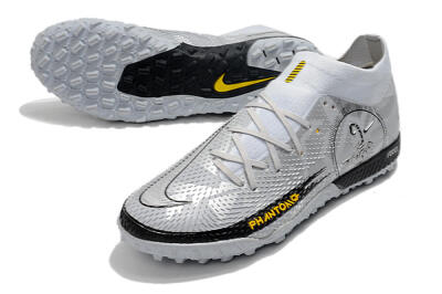 Men's Nike Phantom GT Pro TF Artificial Turf High-Tops Football Shoes - Silver/Black/Yellow
