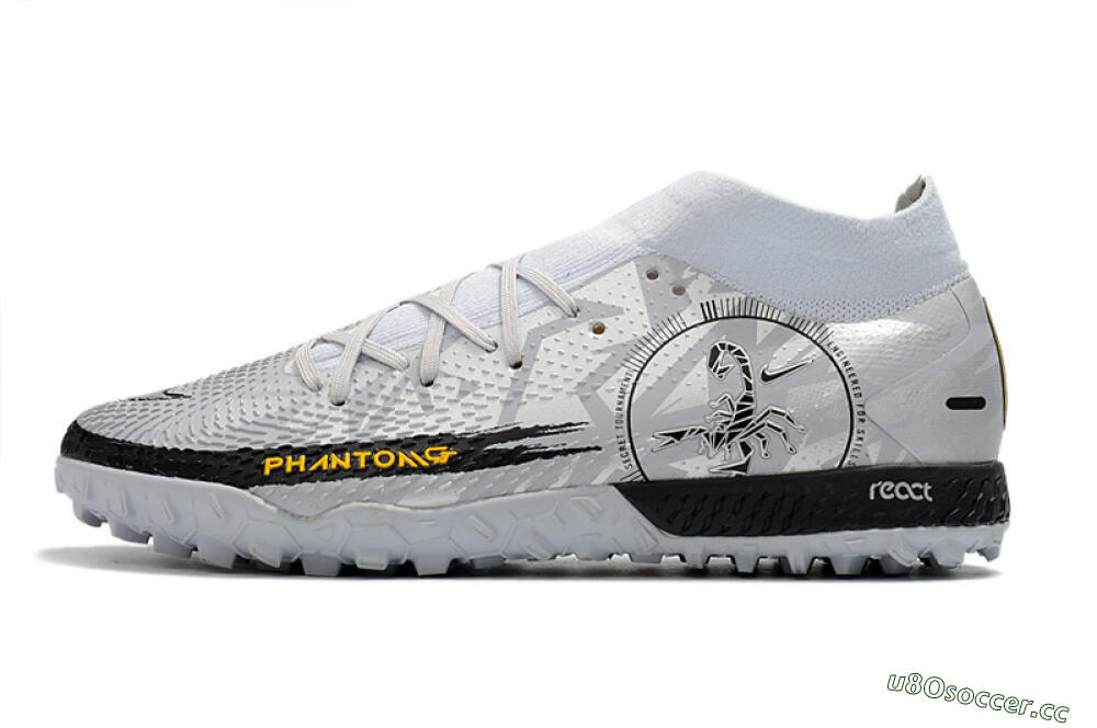 Men's Nike Phantom GT Pro TF Artificial Turf High-Tops Football Shoes - Silver/Black/Yellow 0