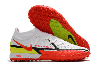 Men's Nike Phantom GT Pro TF Artificial Turf High-Tops Football Shoes - White/Black/Red/Yellow