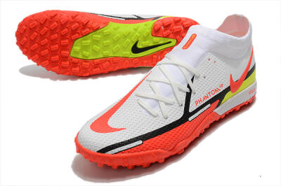 Men's Nike Phantom GT Pro TF Artificial Turf High-Tops Football Shoes - White/Black/Red/Yellow