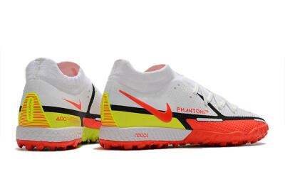 Men's Nike Phantom GT Pro TF Artificial Turf High-Tops Football Shoes - White/Black/Red/Yellow