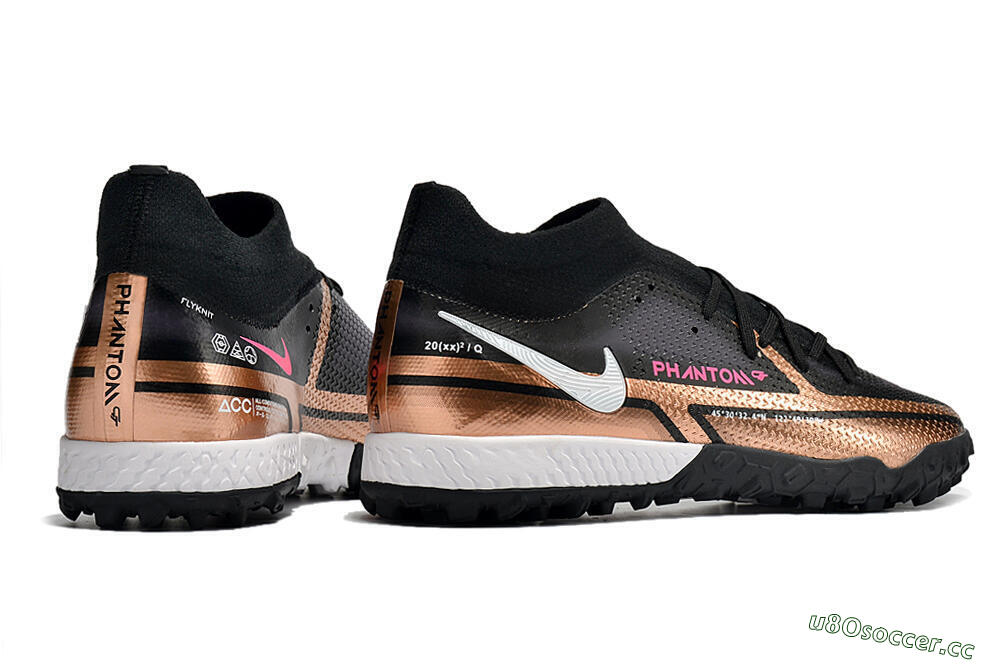 Men's Nike Phantom GT Pro TF Artificial Turf High-Tops Football Shoes - Gold/Black/White 6