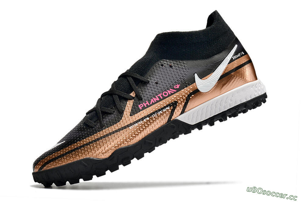 Men's Nike Phantom GT Pro TF Artificial Turf High-Tops Football Shoes - Gold/Black/White 5