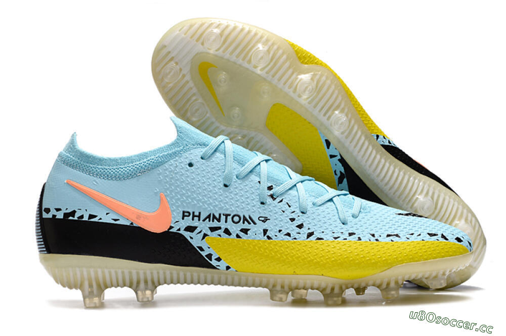 Men's Nike Phantom GT Elite AG Artificial Grass Low-Tops Football Boots - Blue/Yellow/Pink 2