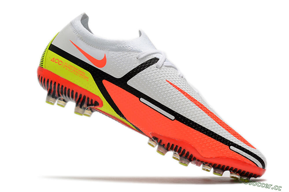 Men's Nike Phantom GT Elite AG Artificial Grass Low-Tops Football Boots - White/Black/Red/Yellow 4